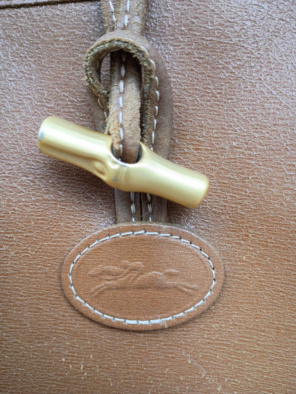 Longchamp Cognac Leather Tote with Gold Toggle - Picture 2 of 10